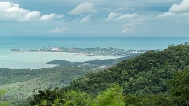 丘の上から見るでは ビーチ ボプット サムイ島 タイの自然を参照してください タイムラプス — ストック動画