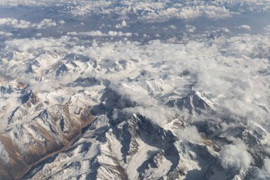 Karlı Dağlar Himalaya havadan izleme Tibet üzerinde uçmak
