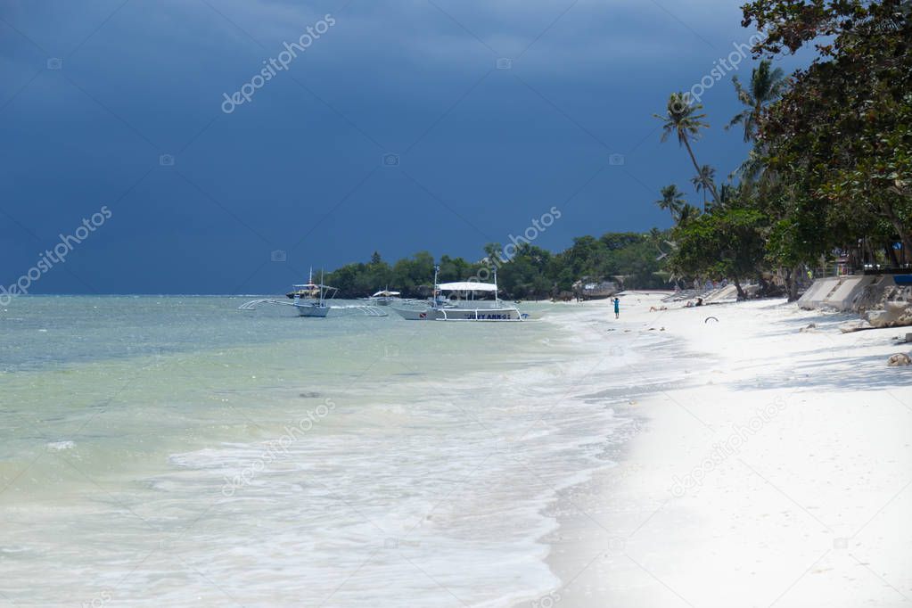 White sand beach at sunny day in Panglao Island, Philippines