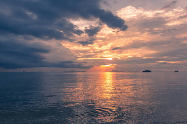 Sunrise tropical sky cloud over sea paradise background in Hawai