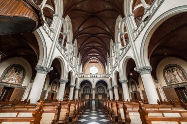 İç görünüm Jakarta Katolik Kilisesi. Jakarta, Endonezya - Haziran 2018