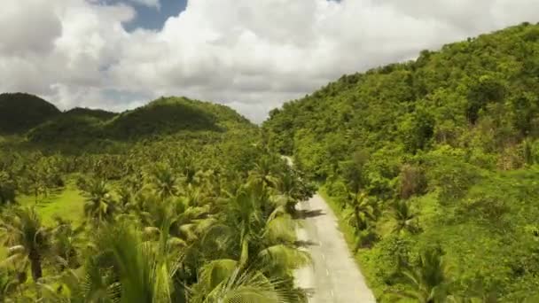 A estrada na ilha Siargao, Filipinas. Vista aérea sobre as belas paisagens do cenário . — Vídeo de Stock