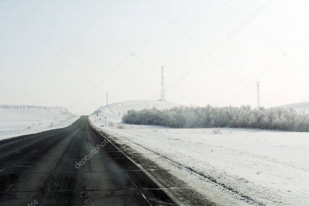 highway in the mountains of Orenburg region