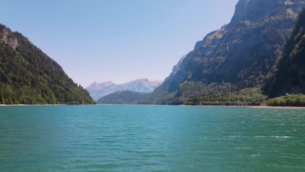 Drone Foto Una Spiaggia Bianca Acque Limpide Blu Svizzera — Video Stock