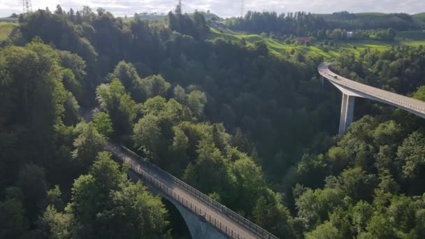 Zwei Brücken Über Die Lorze Zug Schweiz — Stockvideo