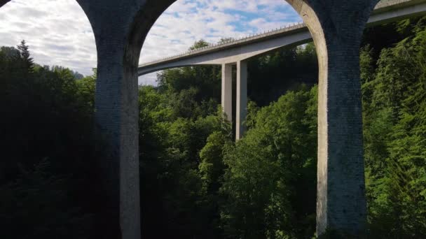 Due Ponti Sul Fiume Lorze Zugo Svizzera — Video Stock