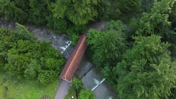Старий Дерев Яний Міст Через Річку Лорз Кантон Цуг — стокове відео