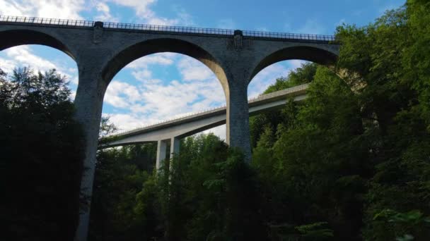 Zwei Brücken Über Die Lorze Zug Schweiz — Stockvideo