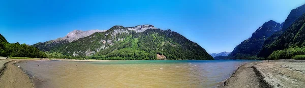 Švýcarské Hory Jezero Scénické Alpy Výhled Pruh Treking Venkovní Životní — Stock fotografie