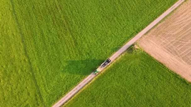 Teren Agricol Verde Brwon Vedere Dronă — Videoclip de stoc