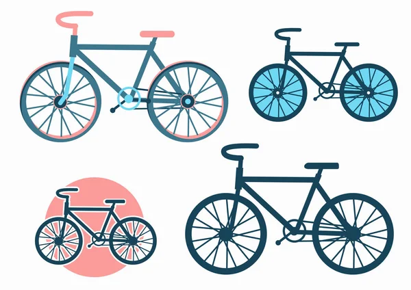 Bike Icons Vector Set Bicycles Isolated White — Stock Vector