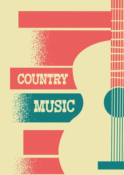 Country Music Background Con Strumento Musicale Chitarra Acustica Testo Illustrazione — Vettoriale Stock