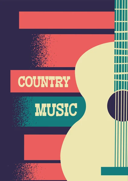 Country Music Sfondo Con Strumento Musicale Chitarra Acustica Testo Manifesto — Vettoriale Stock