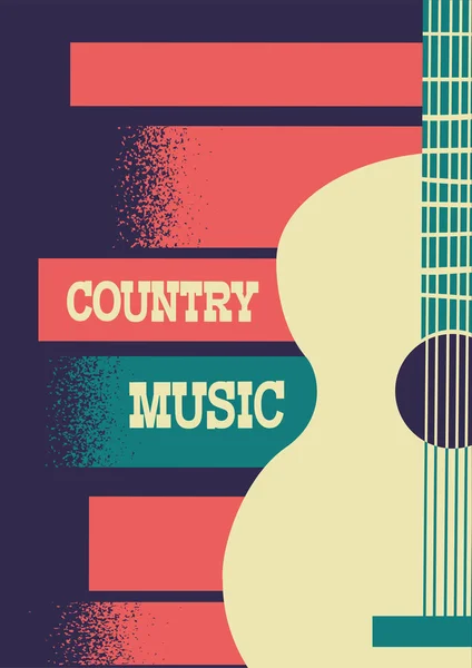 Country müzik arka plan ile müzik aleti akustik gitar ve metin. Vektör müzik poster festival çizim