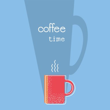 Kahve saati poster metin ile. Fincan kahve rengi illüstrasyon 