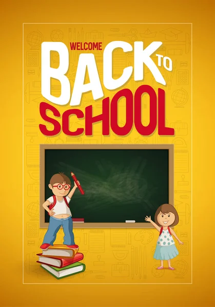 Vítejte Zpět Šabloně Návrhu Plakát Školy — Stockový vektor