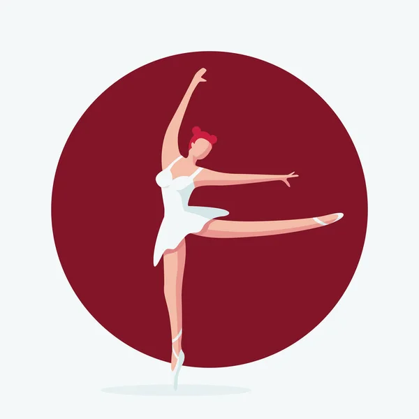 Vektorillustration Ballerina Unga Vackra Ballerina Dans Flat Vektorillustration — Stock vektor