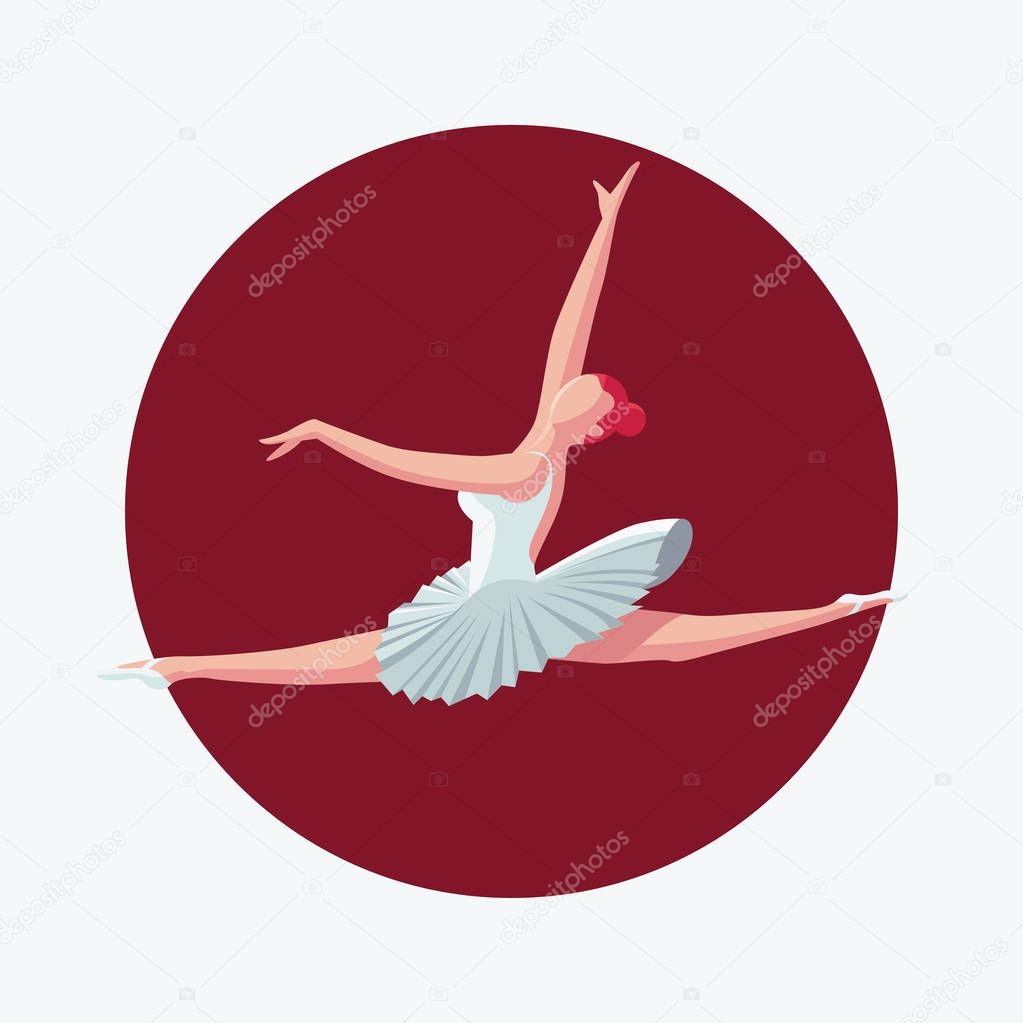 Vector illustration of a ballerina. Young beautiful ballerina dancing. Flat vector illustration.