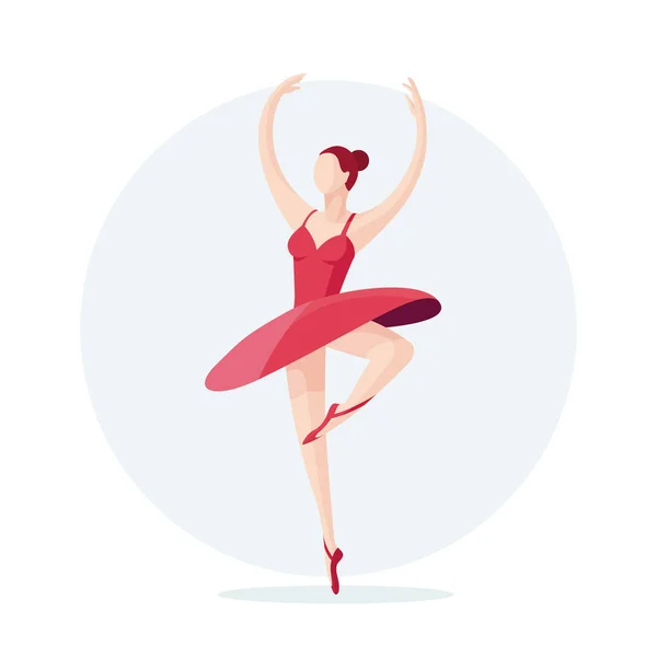 Ilustracja Wektorowa Baletnicą Młody Piękny Primabalerina Taniec Ilustracja Wektorowa Płaskie — Wektor stockowy