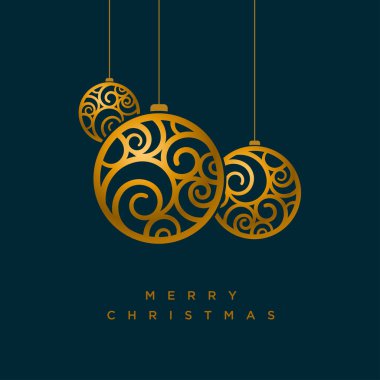 Vektör Noel tebrik kartı tasarımı ile soyut girdap Noel topları.