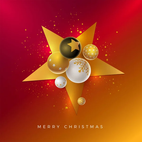 ベクトルのクリスマスと新年のご挨拶カード デザイン 黒とゴールドのクリスマス ボール 要素は ベクター ファイルに個別に配置されます — ストックベクタ