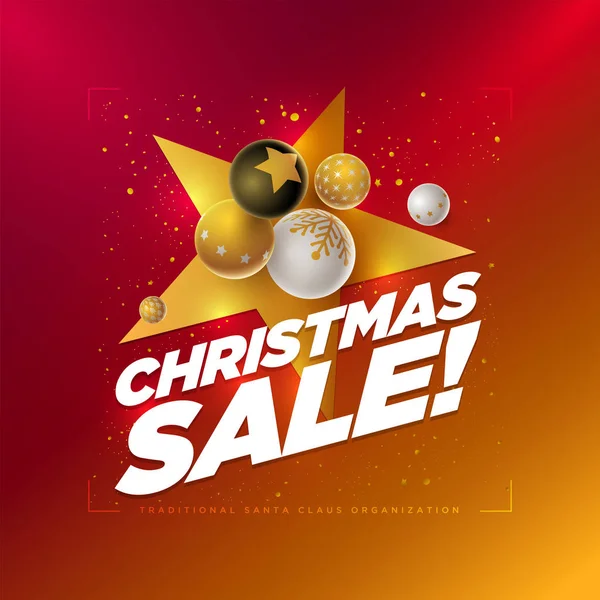 Vektor Vánoční Prodej Plakát Šablony Návrhu Bílé Černé Zlaté Vánoční — Stockový vektor