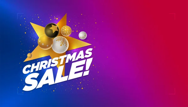 Vector Christmas Sale Poster Ontwerpsjabloon Met Wit Zwart Goud Kerstballen — Stockvector