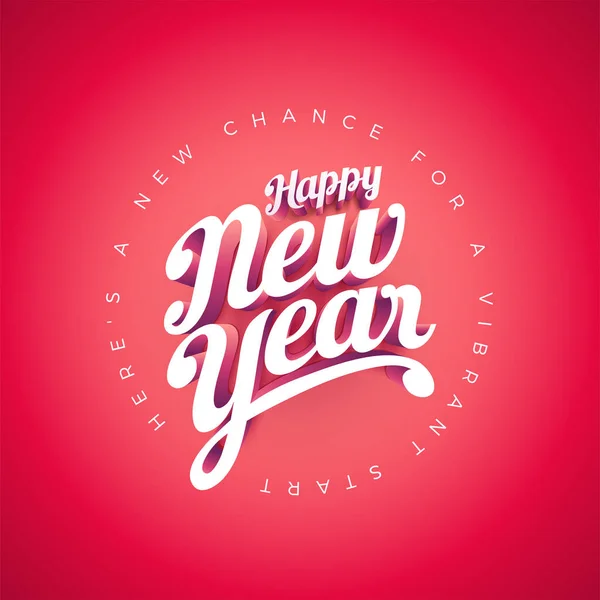 Vector Happy New Year Custom Hand Lettering Typographic Design Elements — Stock Vector