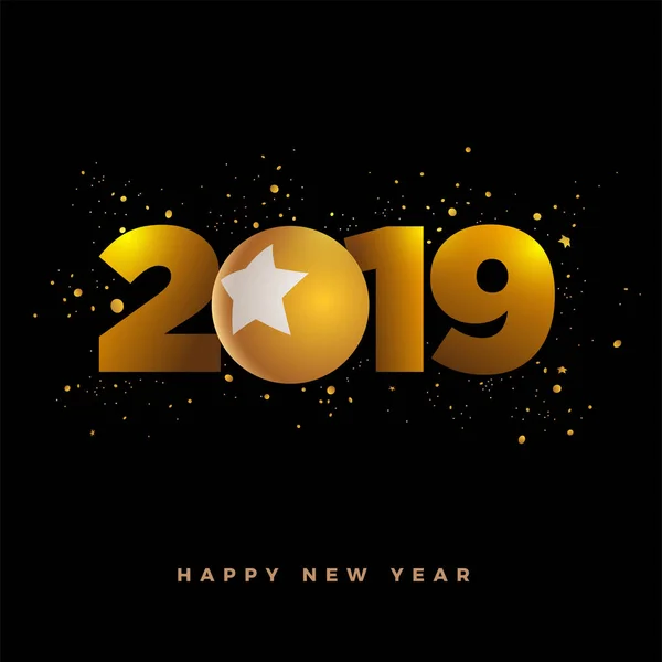 Streszczenie Nowy Rok 2019 Kartkę Życzeniami Gold Bombki Elementy Warstwowe — Wektor stockowy
