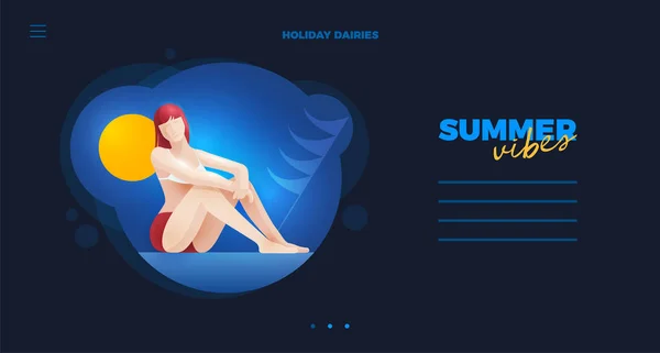 Summer Girl web page design — Stock Vector