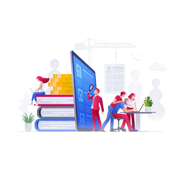 Illustration Vectorielle Les Gens Travaillent Ensemble Sur Embauche Les Ressources — Image vectorielle