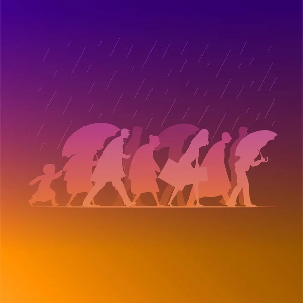 Marcher sous la pluie — Image vectorielle