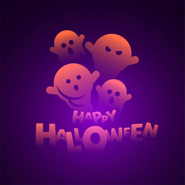 Bonito e assustador halloween fantasmas vetor ilustração . — Vetor de Stock