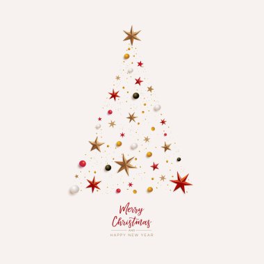 Şenlikli süslemeleri ile Noel ağacı kompozisyon.