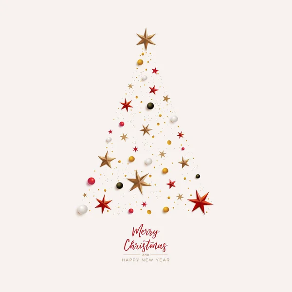 Weihnachtsbaumkomposition mit festlicher Dekoration. — Stockvektor