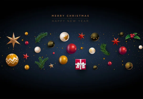 God jul och nyår Gratulationskort design — Stock vektor