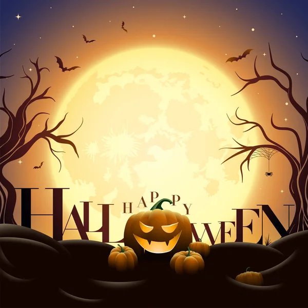 Inquietante illustrazione di mezzanotte di Halloween — Vettoriale Stock