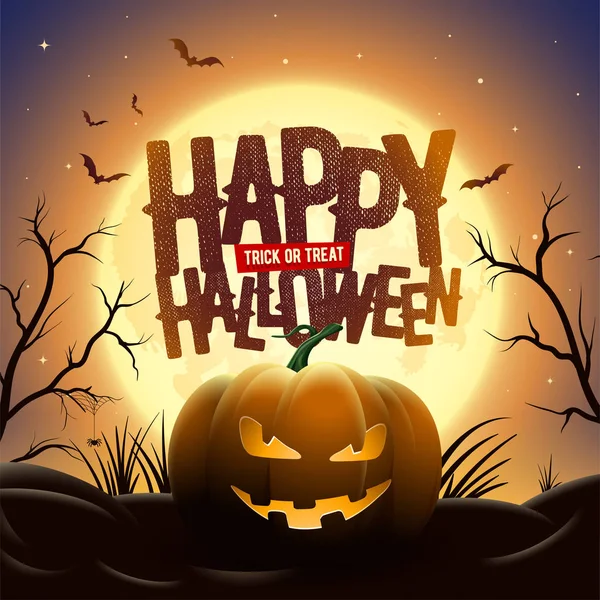 Ürpertici Halloween gece yarısı illüstrasyon — Stok Vektör