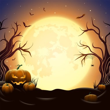 Ürpertici Halloween gece yarısı illüstrasyon