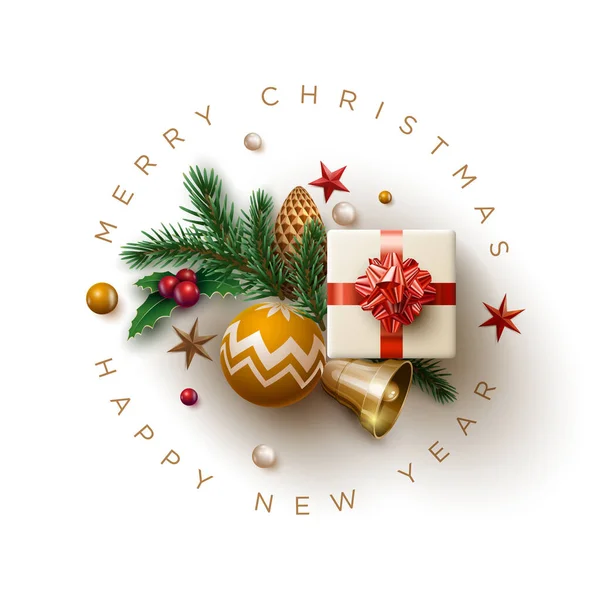 Feliz Navidad y Año Nuevo diseño de tarjetas de felicitación . — Vector de stock
