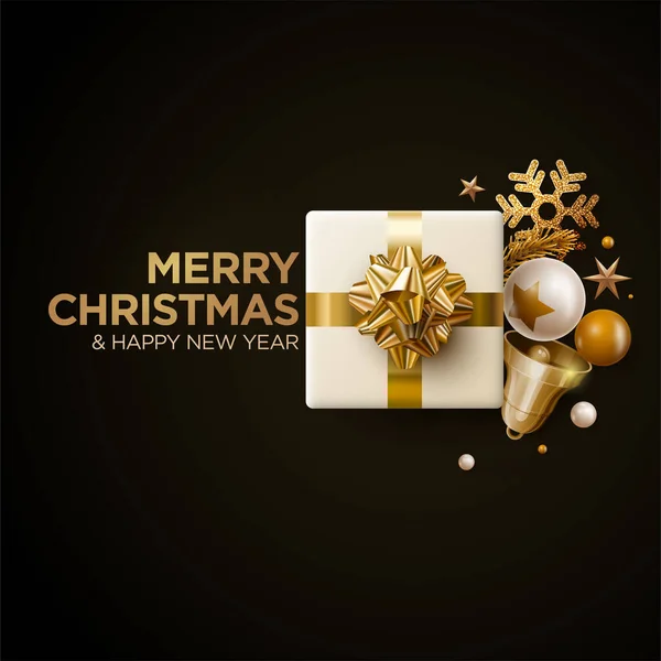 Feliz Natal Ano Novo Projeto Cartão Saudação Elementos Festivos Decoração — Vetor de Stock