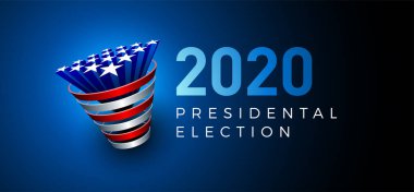 Patlayan Amerikan yıldızları. ABD 'de 2020' ye oy verin. Typographic vektör tasarımı. ABD başkanlık oylaması tartışması. Seçim oylaması tasarımı. Siyasi seçim kampanyası.