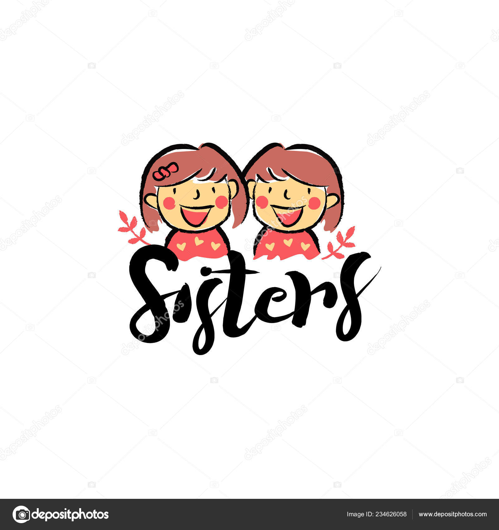 Crayon Drawing Twin Sisters Logo Symbol Stock Vector Image by ©logomills  #234626058