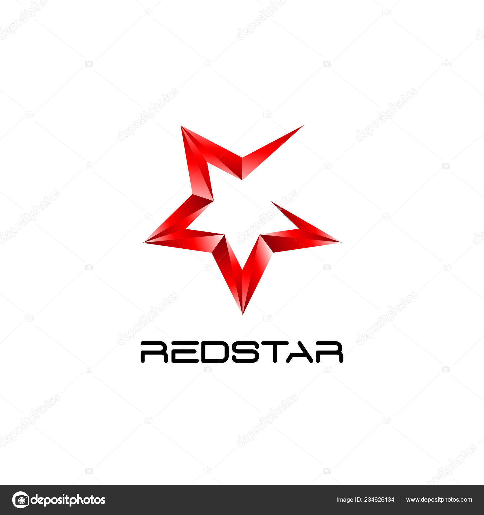 Символическая Икона Сияющая Красная Звезда Векторное Изображение.