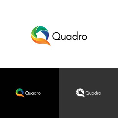 Renkli Soyut Q Logo İşaret ikonu