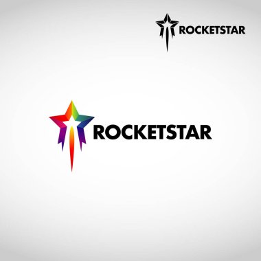 Renkli gökkuşağı roket yıldız Logo simge