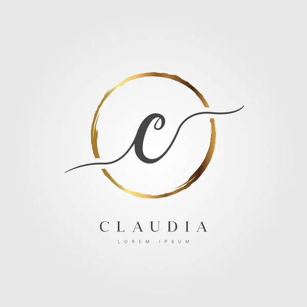 Logotipo Inicial Elegante Letra Tipo Com Círculo Ouro Escovado — Vetor de Stock