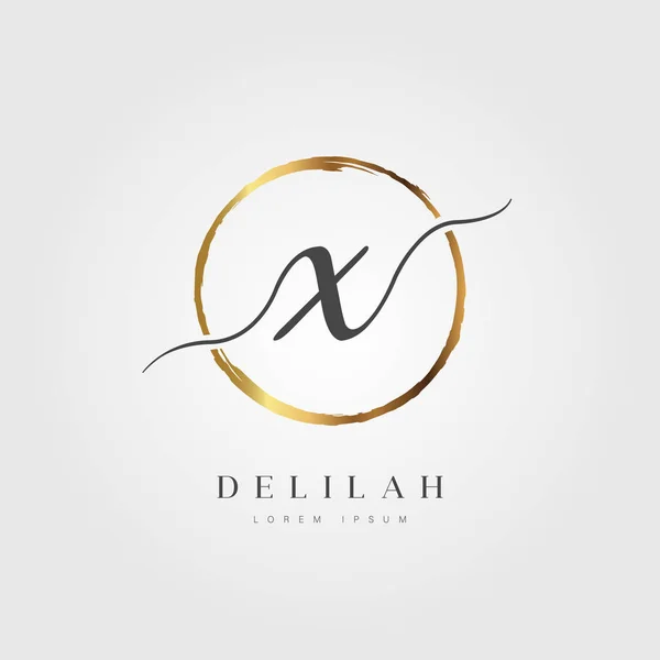 Elegant Initial Letter Type Logo Gold Circle Brushed — Stock Vector