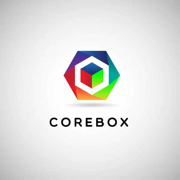 Ícone Colorido Abstrato Símbolo Sinal Logotipo Cubo —  Vetores de Stock