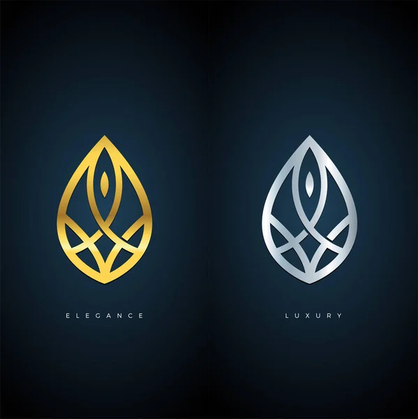 Icono Símbolo Signo Logotipo Hoja Arte Línea Elegante Abstracta — Vector de stock